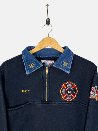 90's New Jersey Fire USA Made Embroidered Vintage Quarterzip Sweatshirt Size M-L