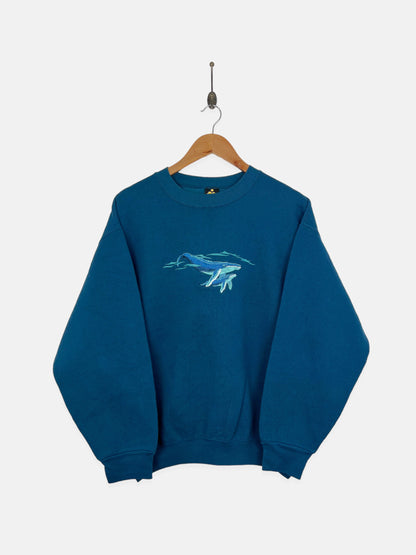 90's Whales USA Made Embroidered Vintage Sweatshirt Size 12-14