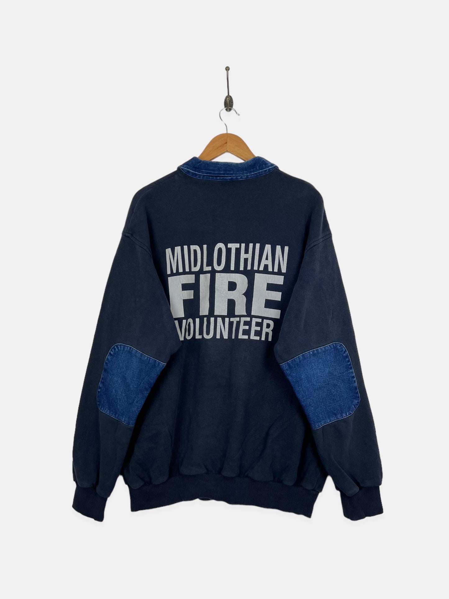 90's Midlothian Fire Volunteer USA Made Vintage Quarterzip Sweatshirt Size XL