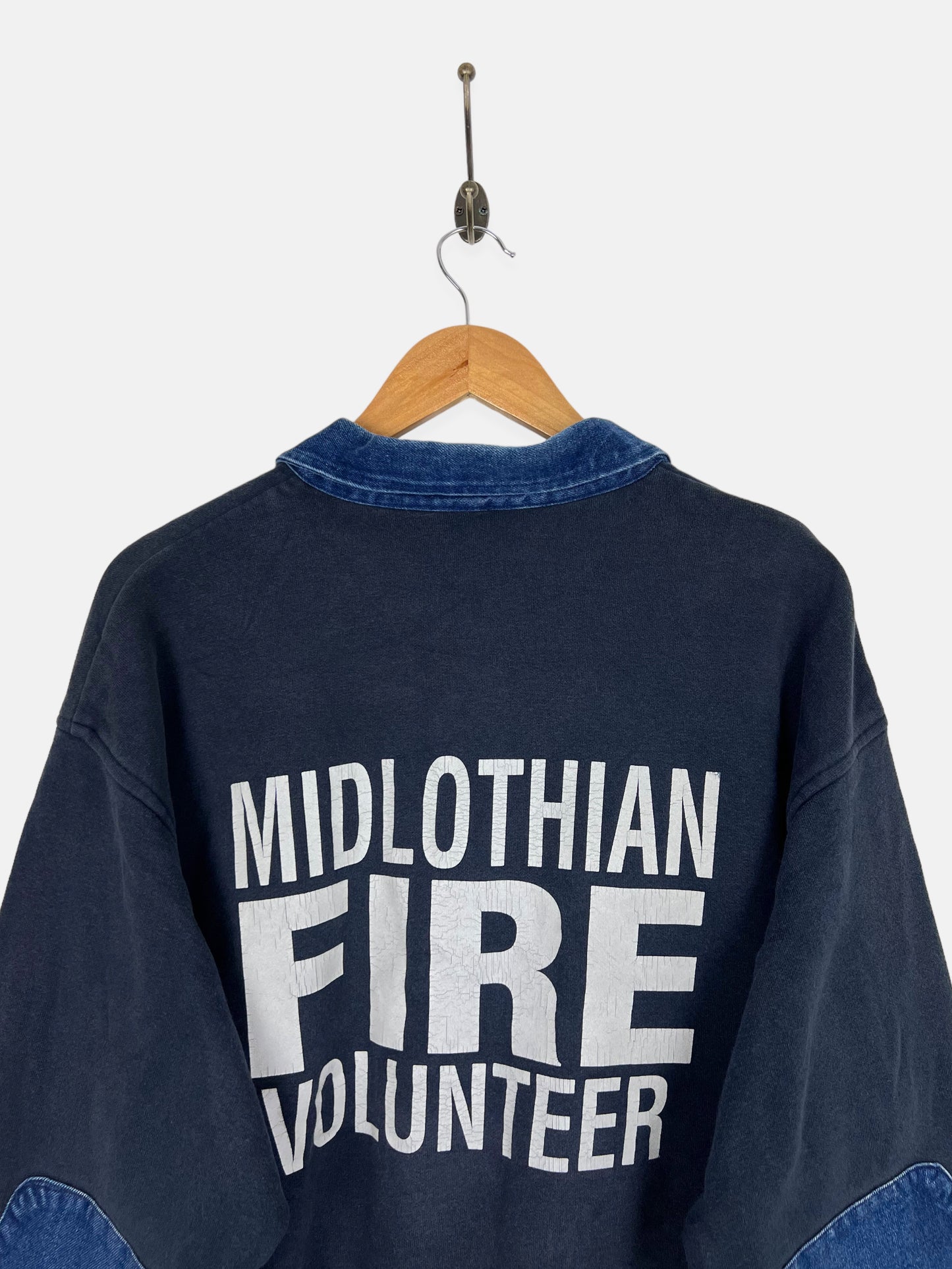 90's Midlothian Fire Volunteer USA Made Vintage Quarterzip Sweatshirt Size XL