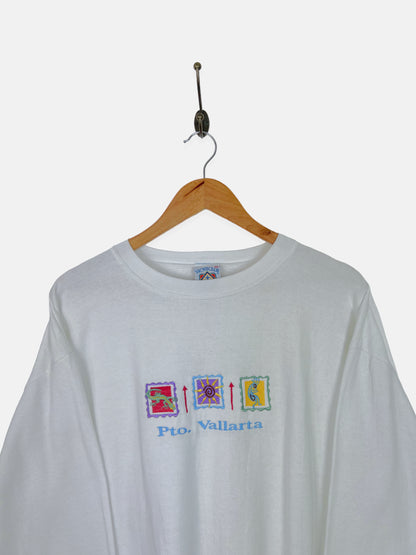 90's Puerto Vallarta Embroidered Vintage Lightweight Sweatshirt Size L