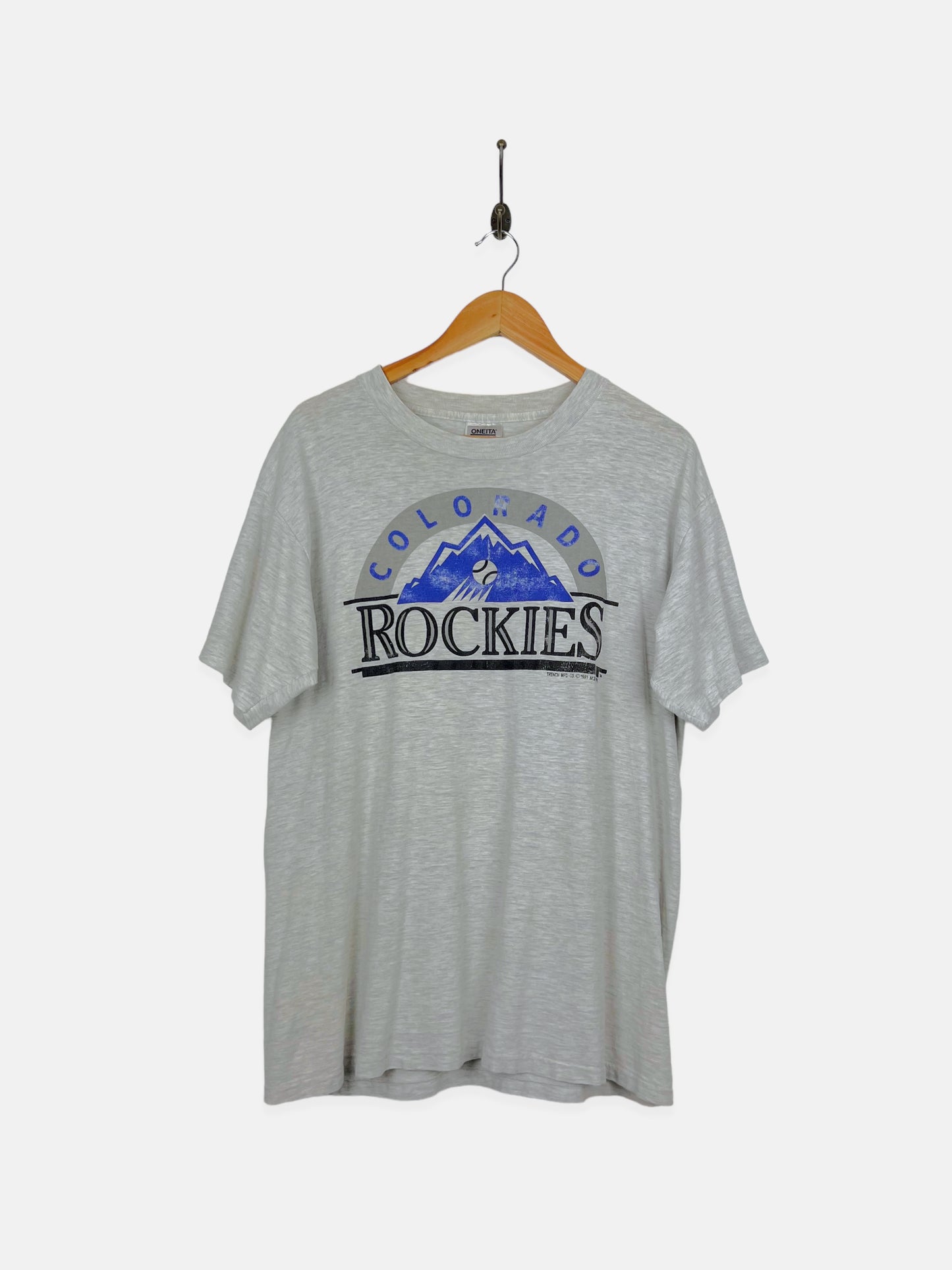 1991 Colorado Rockies Trench All Over Print MLB T Shirt Size XL