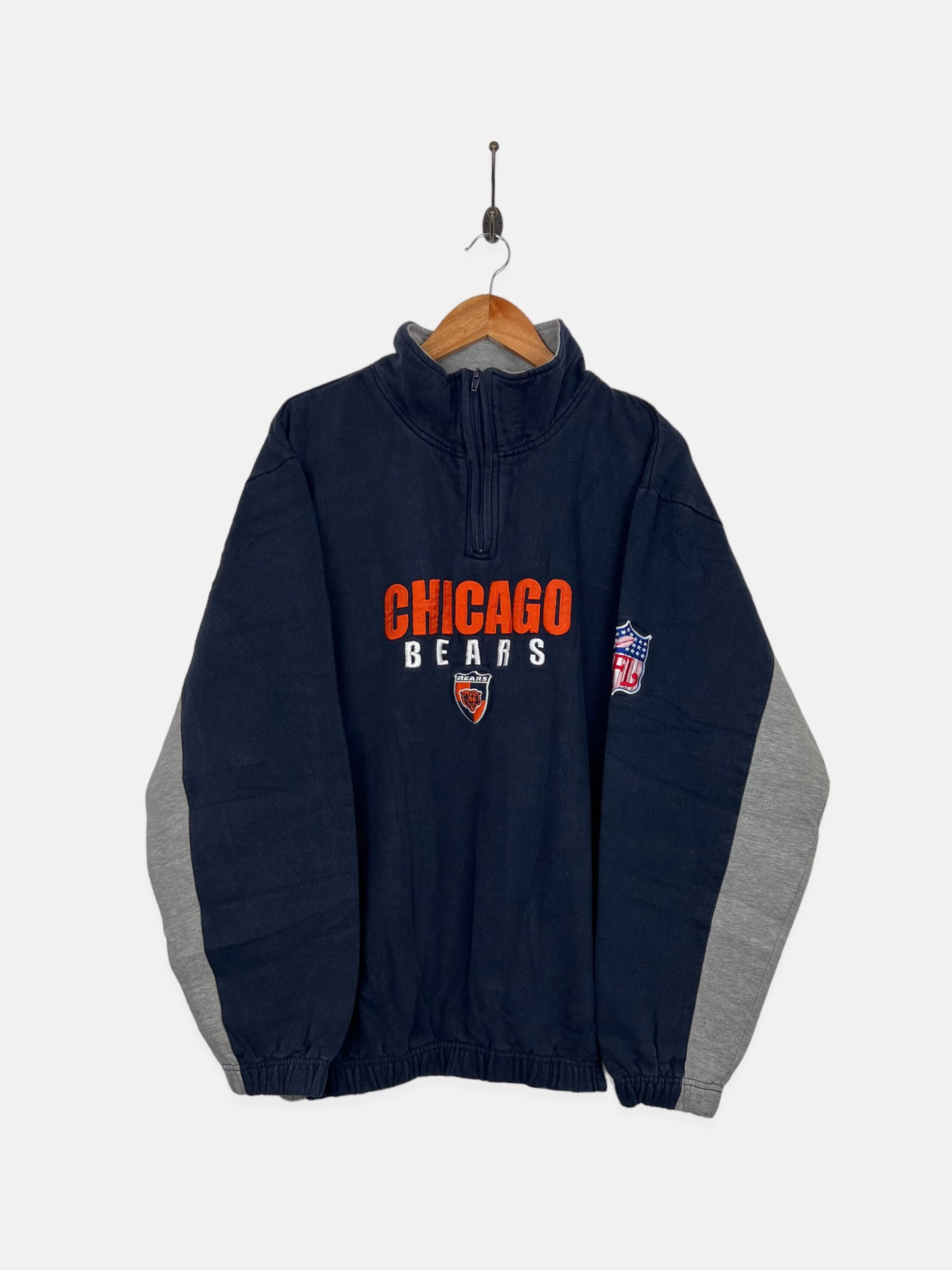 90's Chicago Bears NFL Embroidered Vintage Quarterzip Sweatshirt Size L-XL