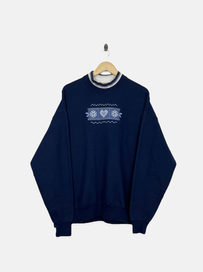 90's Floral Embroidered Vintage Sweatshirt Size L