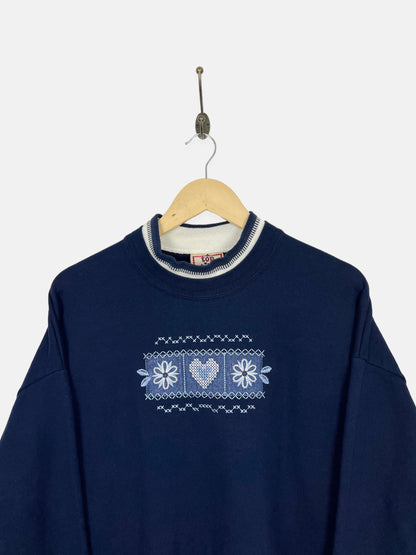 90's Floral Embroidered Vintage Sweatshirt Size L