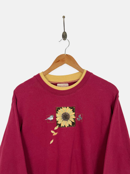 90's Sunflower Embroidered Vintage Sweatshirt Size 12