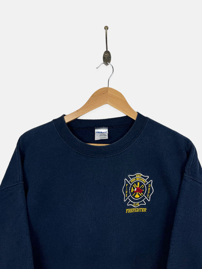 90's West Clive Firefighter Embroidered Vintage Sweatshirt Size M-L