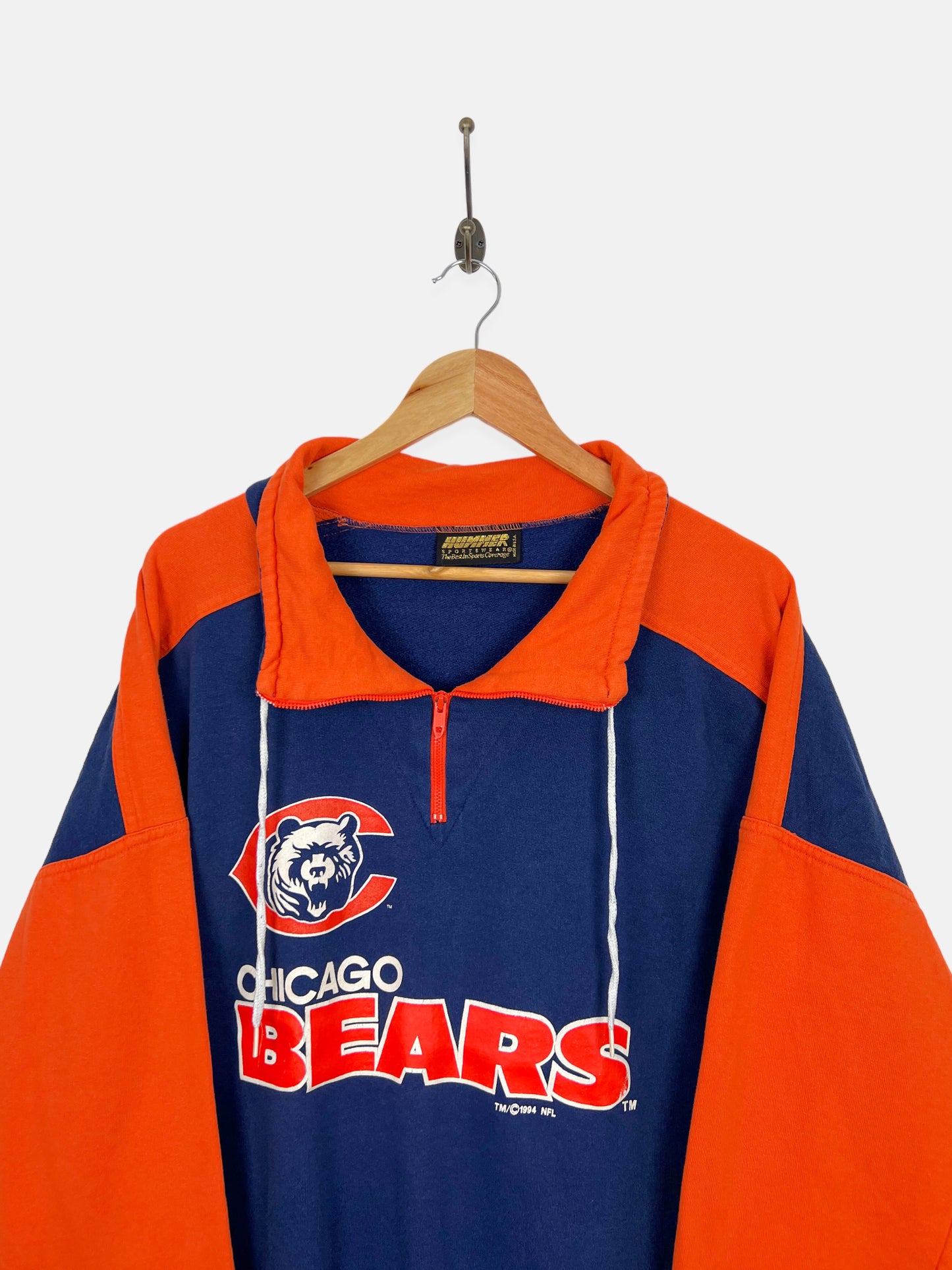 1994 Chicago Bears NFL USA Made Vintage Quarterzip Sweatshirt Size M-L