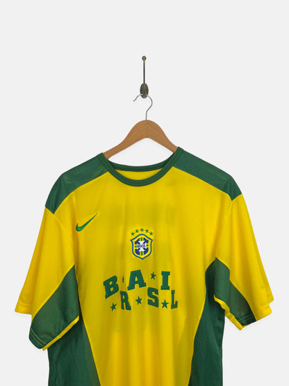 Bootleg Nike Brasil Ronaldinho #10 Embroidered Vintage Football Jersey Size L