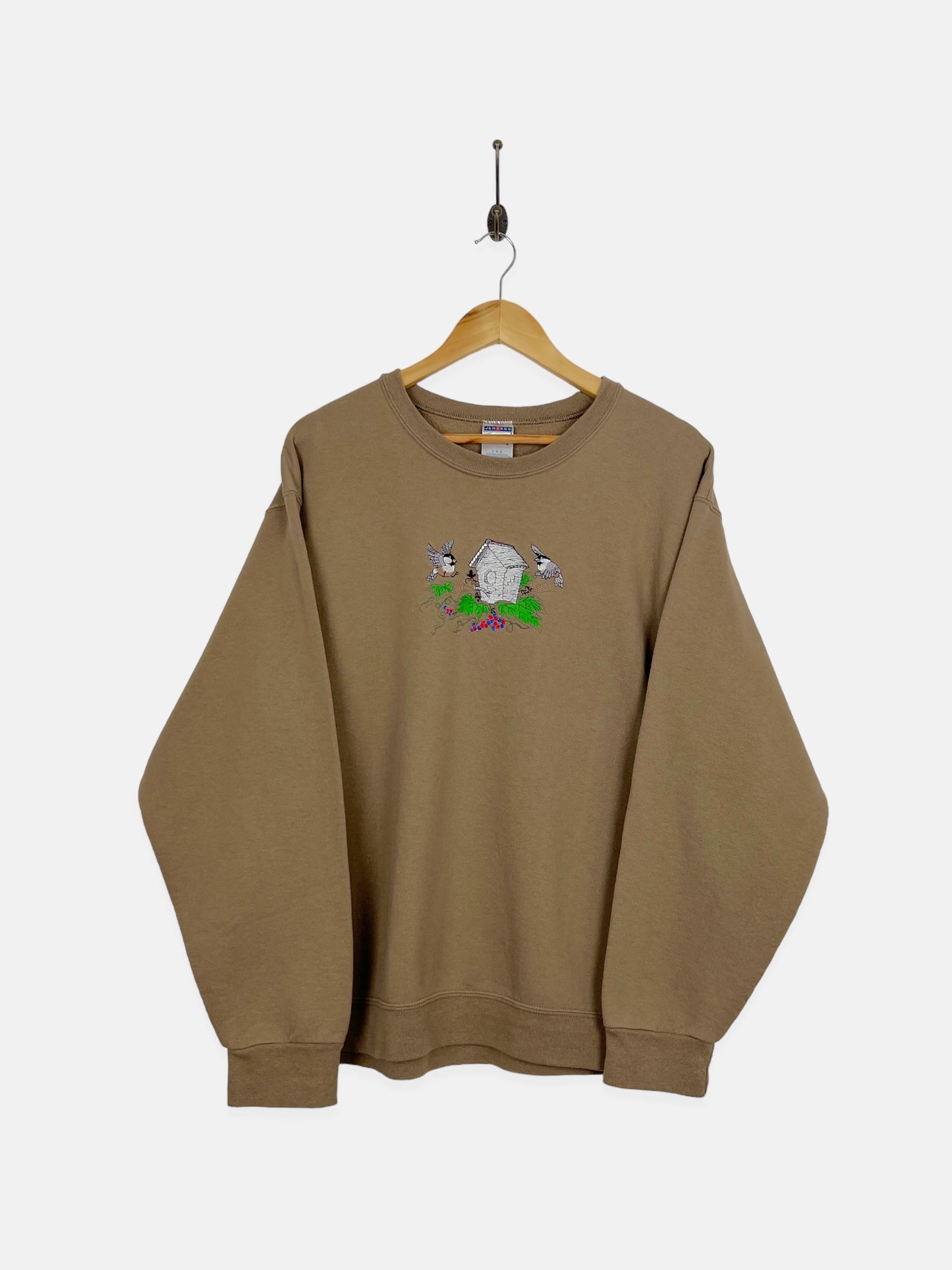 90's Bird House Embroidered Vintage Sweatshirt Size L