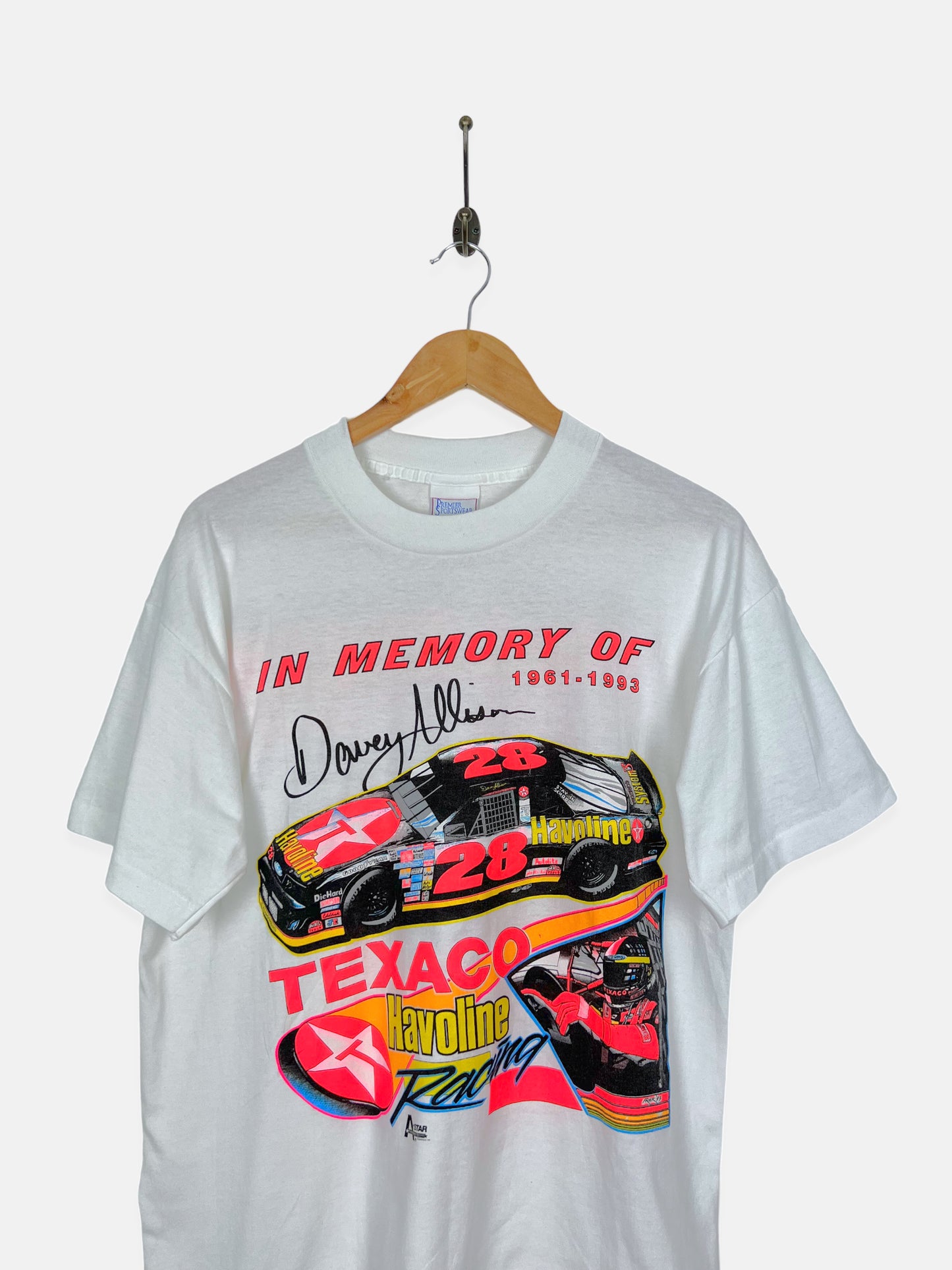 90's NASCAR Davey Allison USA Made Vintage Racing T-Shirt Size 14