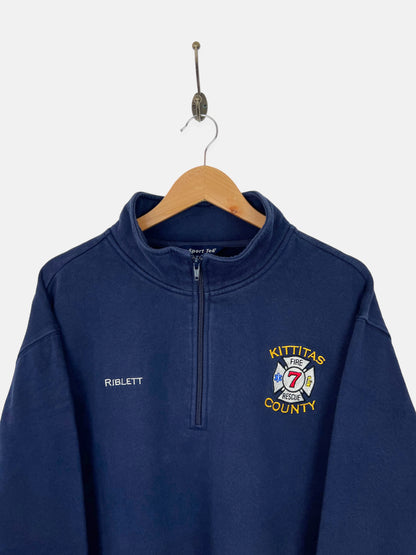 90's Kittitas County Fire Rescue Embroidered Vintage Quarterzip Sweatshirt Size 2-3XL