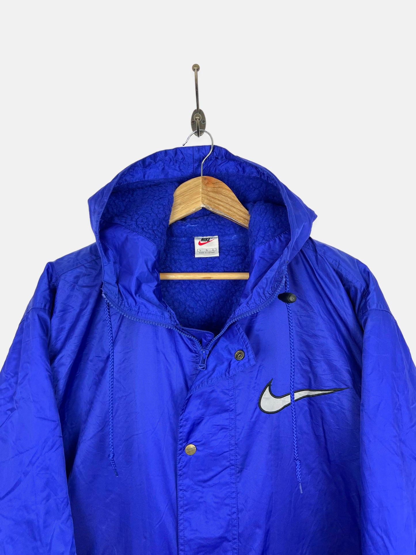 90's Nike Embroidered Trench Jacket with Hood Size L