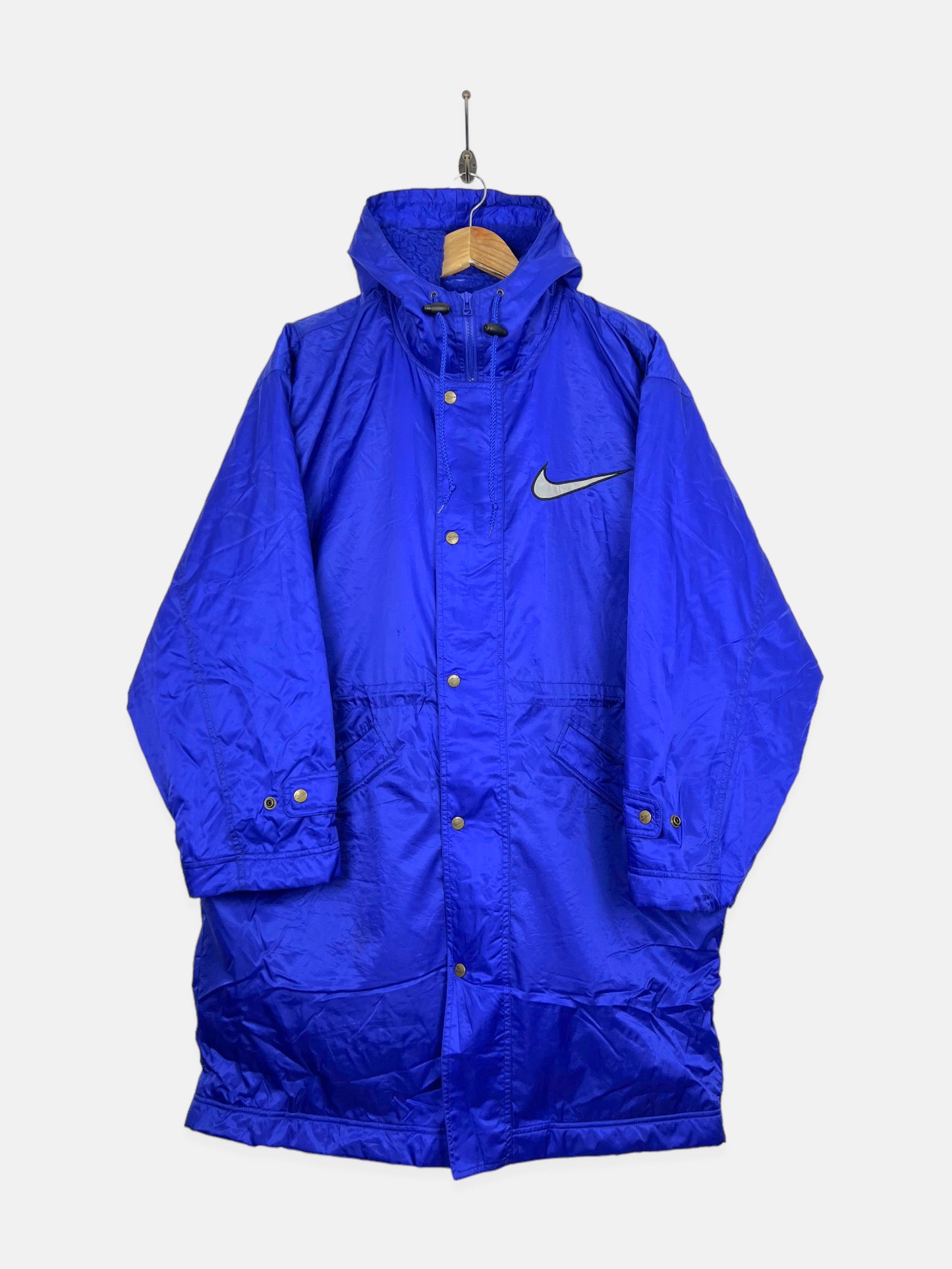 90's Nike Embroidered Trench Jacket with Hood Size L