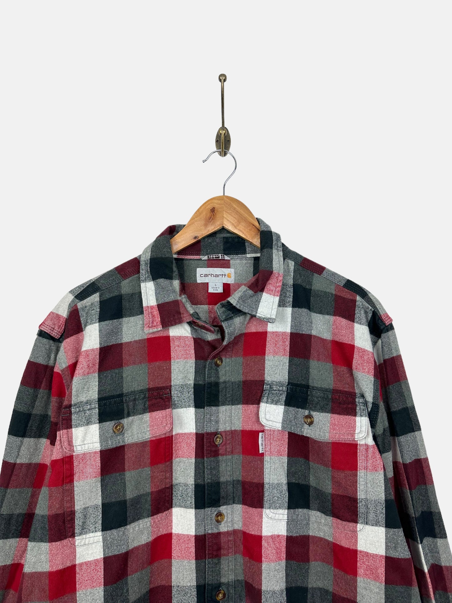 90's Carhartt Button-Up Flannel Shirt Size L
