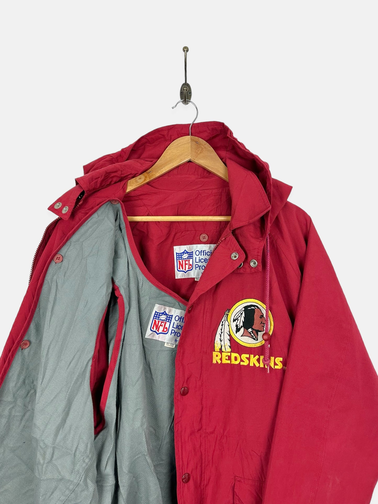 90's Washington Redskins NFL Embroidered Vintage Jacket with Hood Size M-L