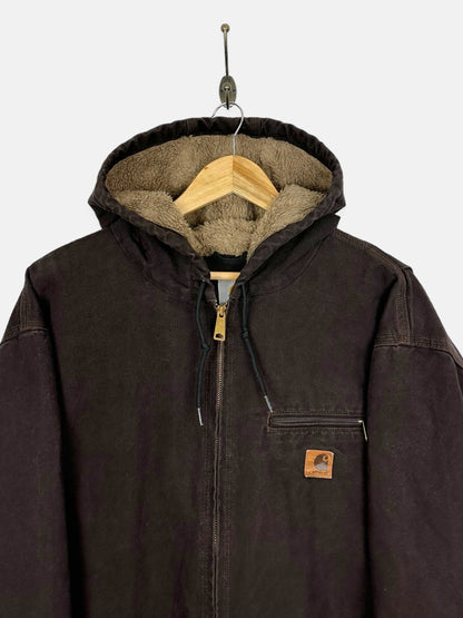 90's Carhartt Heavy Duty Sherpa Lined Vintage Jacket with Hood Size 2-3XL