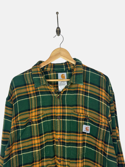 90's Carhartt Vintage Button-Up Flannel Shirt Size L