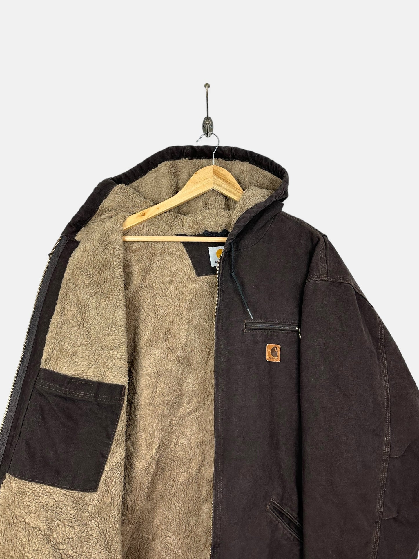 90's Carhartt Heavy Duty Sherpa Lined Vintage Jacket with Hood Size 2-3XL