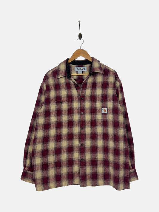 90's Carhartt Vintage Button-Up Flannel Shirt Size L