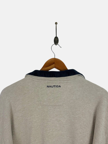 90's Nautica Embroidered Vintage Quarterzip Sweatshirt Size XL