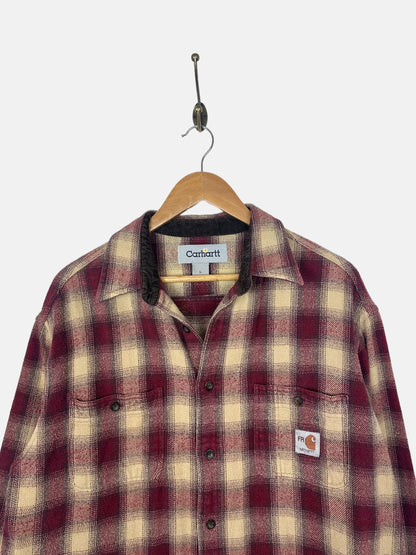 90's Carhartt Vintage Button-Up Flannel Shirt Size L