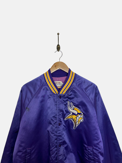 90's Vikings Embroidered Vintage Satin Bomber Jacket Size M