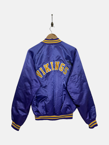 90's Vikings Embroidered Vintage Satin Bomber Jacket Size M