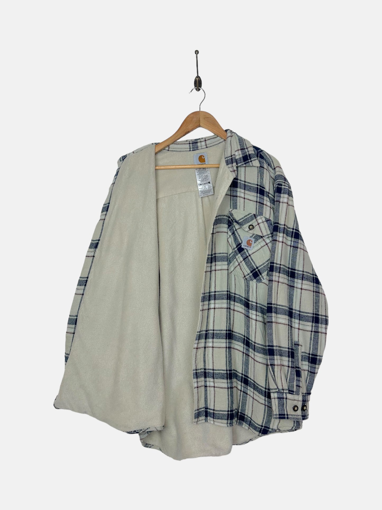 90's Carhartt Vintage Button-Up Fleece Lined Flannel Shirt Size XL