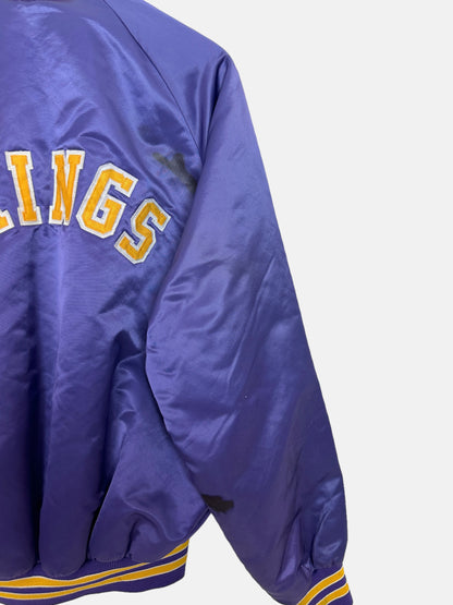 90's Vikings Embroidered Vintage Satin Bomber Jacket Size M