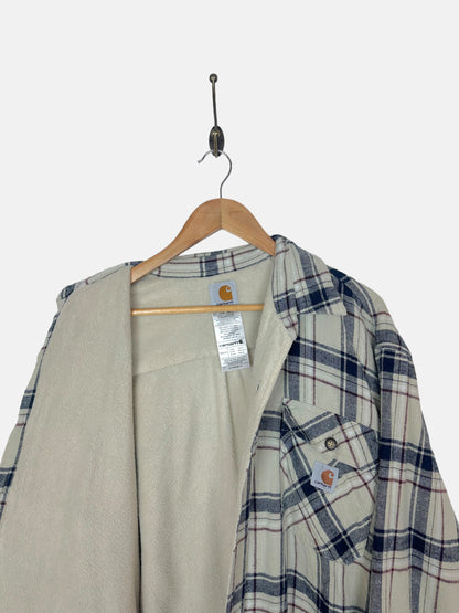 90's Carhartt Vintage Button-Up Fleece Lined Flannel Shirt Size XL