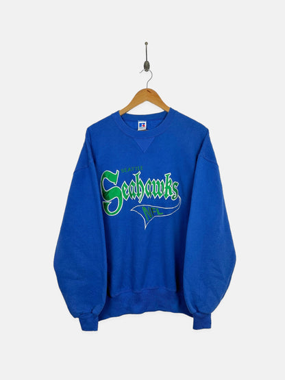 90's Seattle Seahawks NFL USA Made Embroidered Vintage Sweatshirt Size L-XL