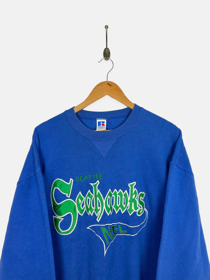 90's Seattle Seahawks NFL USA Made Embroidered Vintage Sweatshirt Size L-XL