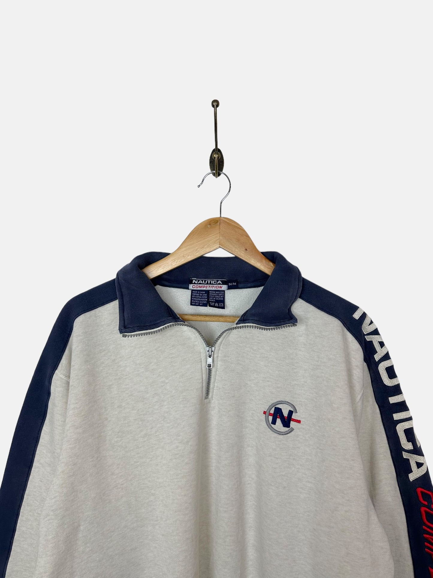 90's Nautica Competition Embroidered Vintage Quarterzip Sweatshirt Size S-M