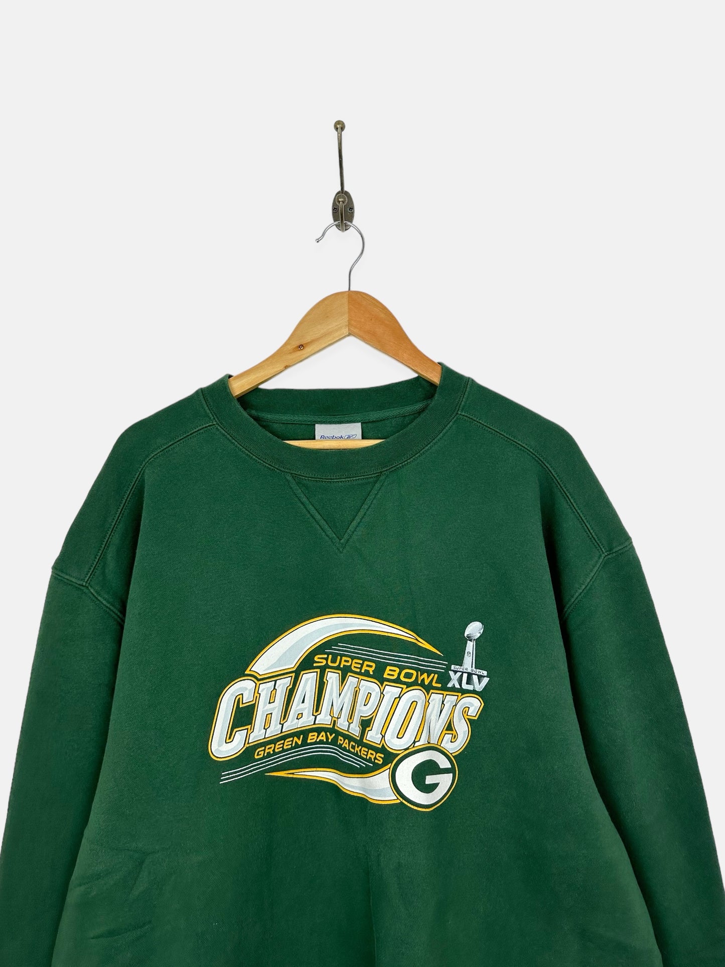 Reebok Green Bay Packers NFL Super Bowl Vintage Sweatshirt Size 2-3XL