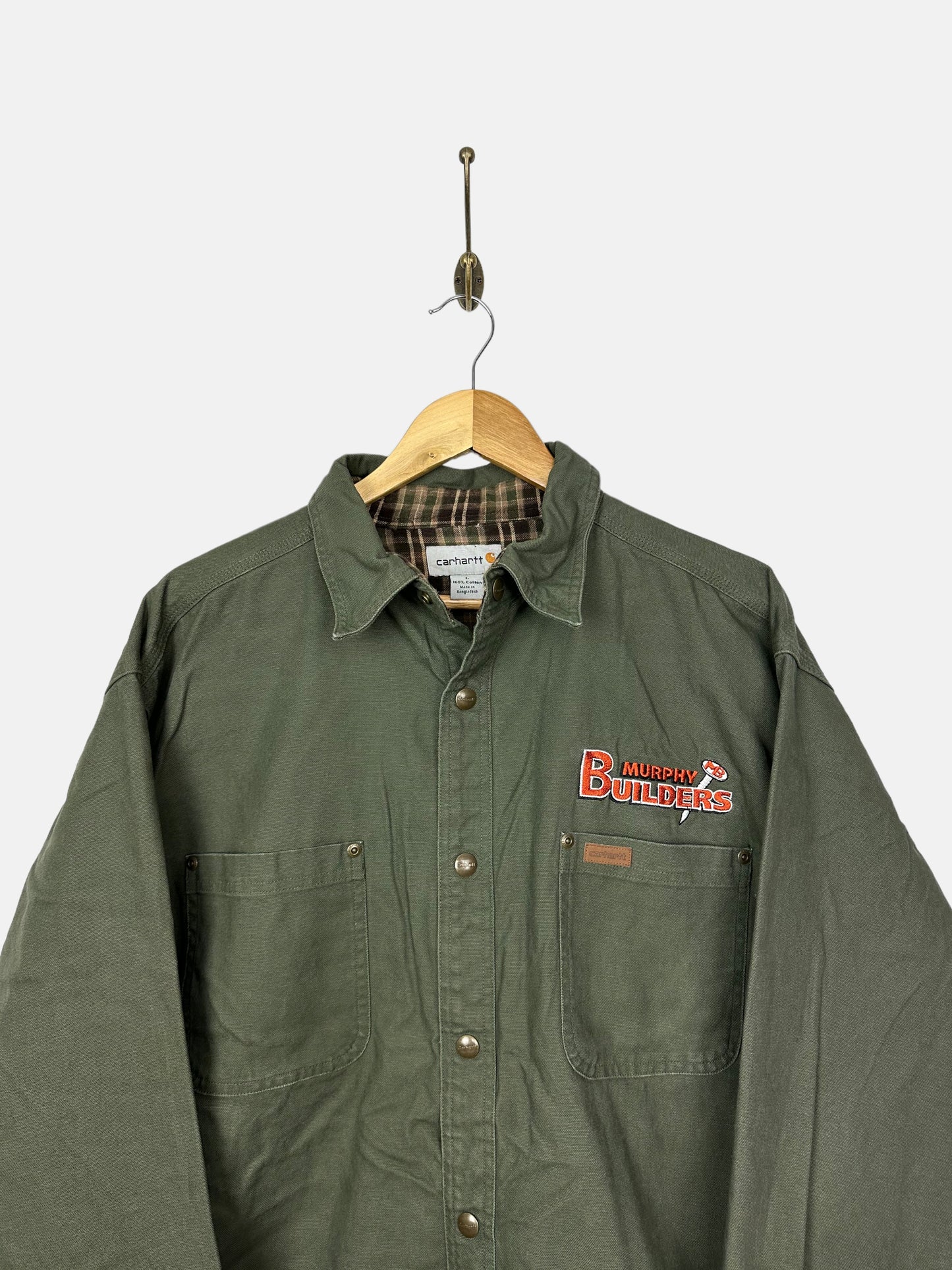 90's Carhartt Murphy Builders Button-Up Thick Shirt Size L-XL (tall fit)