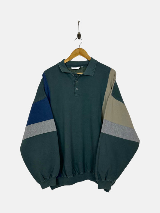 90's Colourblock Vintage Collared Sweatshirt Size XL