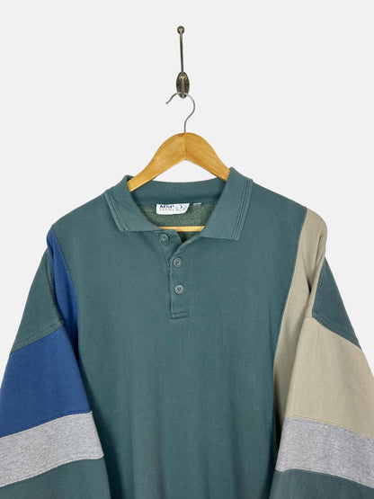 90's Colourblock Vintage Collared Sweatshirt Size XL