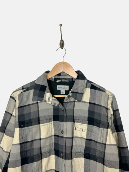 90's Carhartt Button-Up Lined Flannel Shirt Size S-M