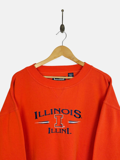 90's Illinois Illini Embroidered Vintage Sweatshirt Size XL-2XL