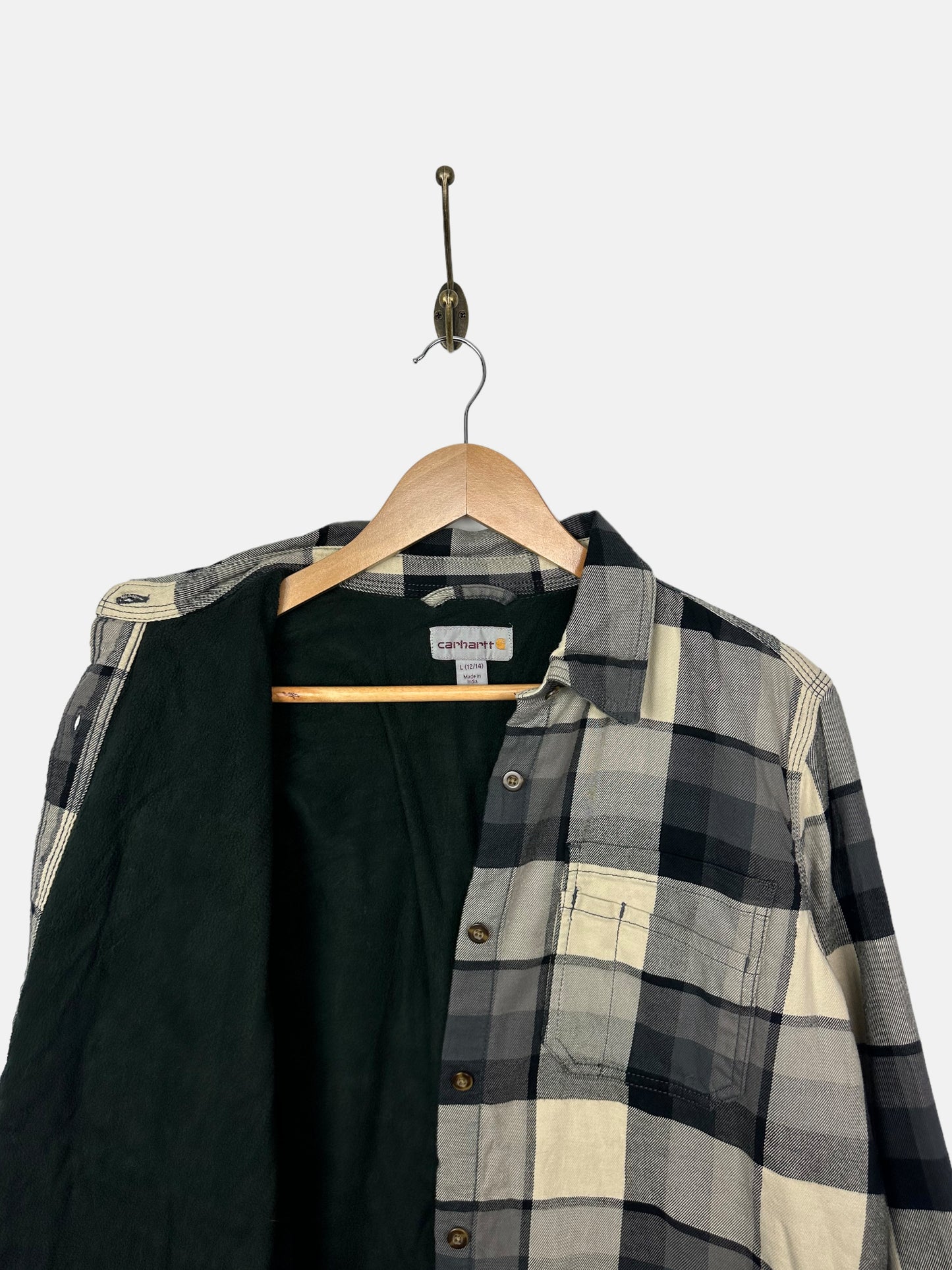 90's Carhartt Button-Up Lined Flannel Shirt Size S-M