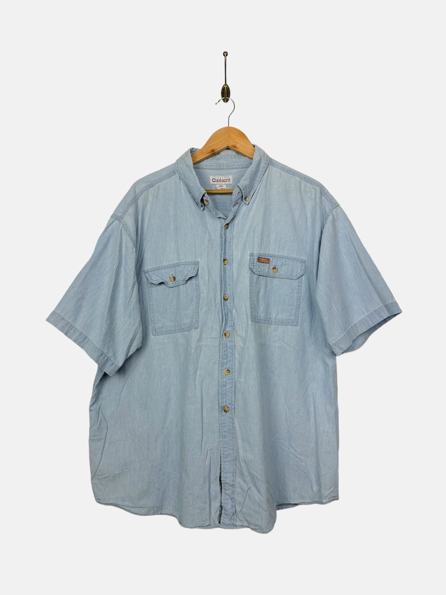 90's Carhartt Short-Sleeve Button-Up Shirt Size 2XL