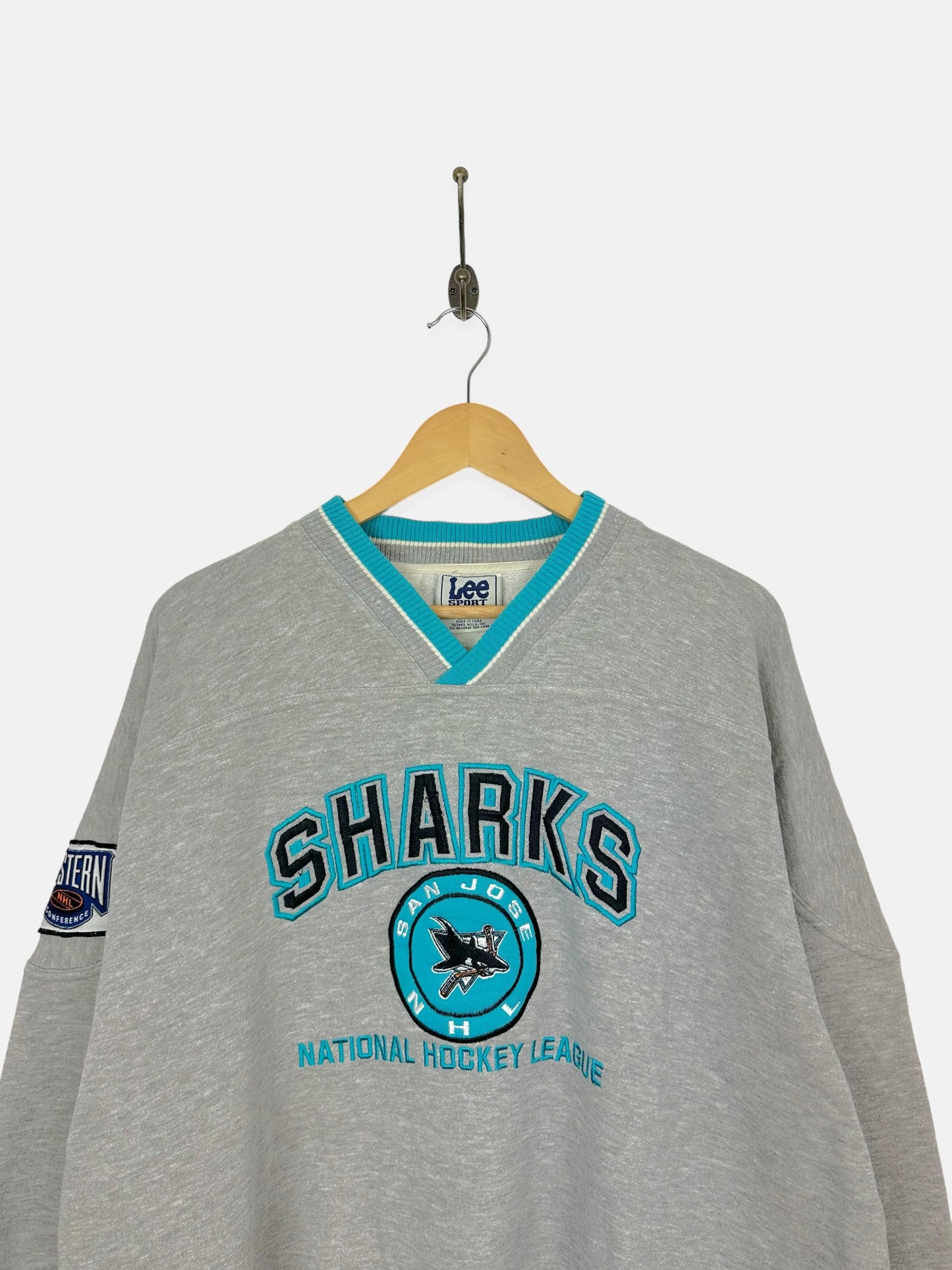 90's San Jose Sharks NHL Embroidered Vintage Sweatshirt Size XL