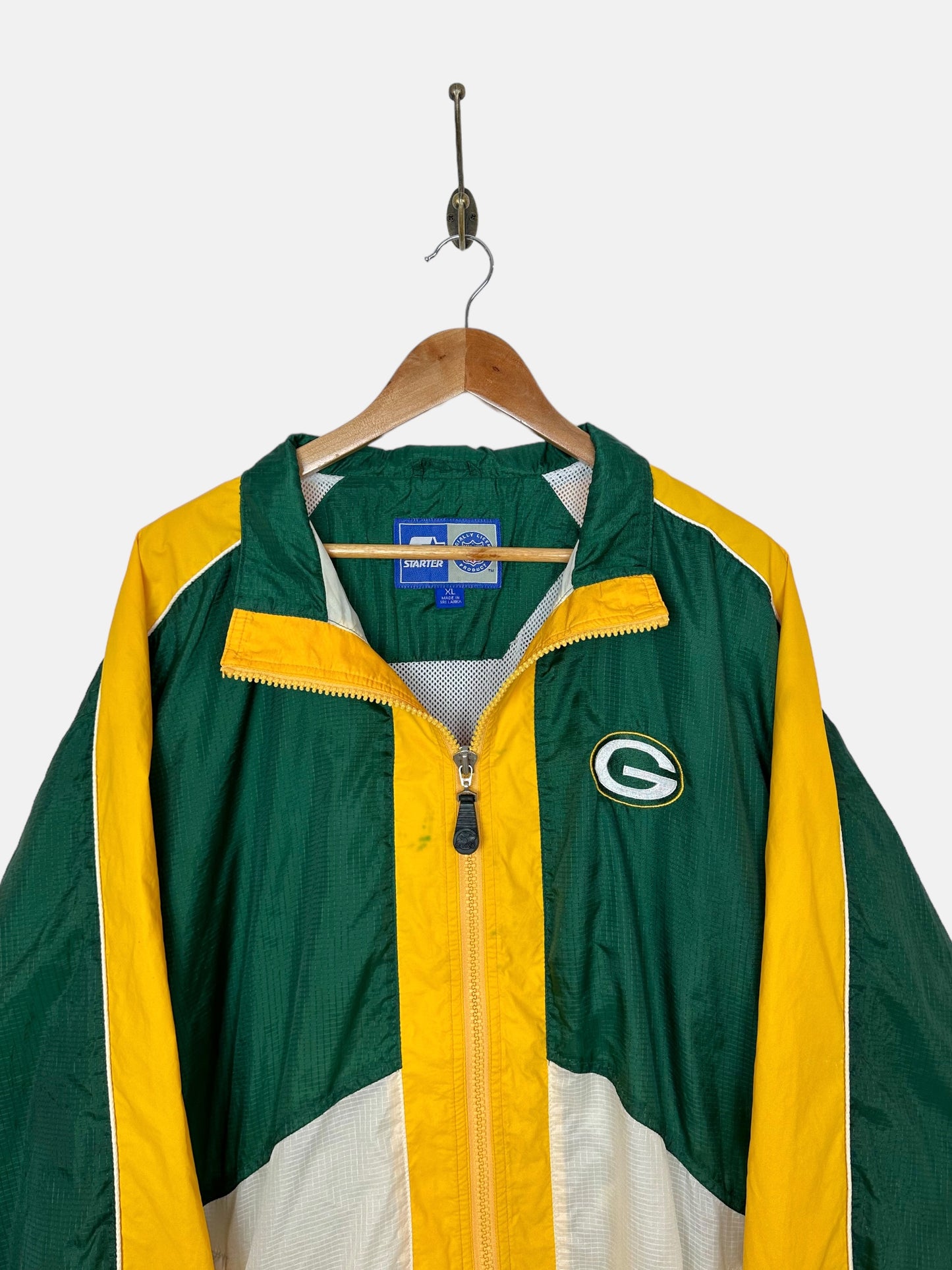 90's Starter Green Bay Packers NFL Embroidered Vintage Light Jacket Size XL