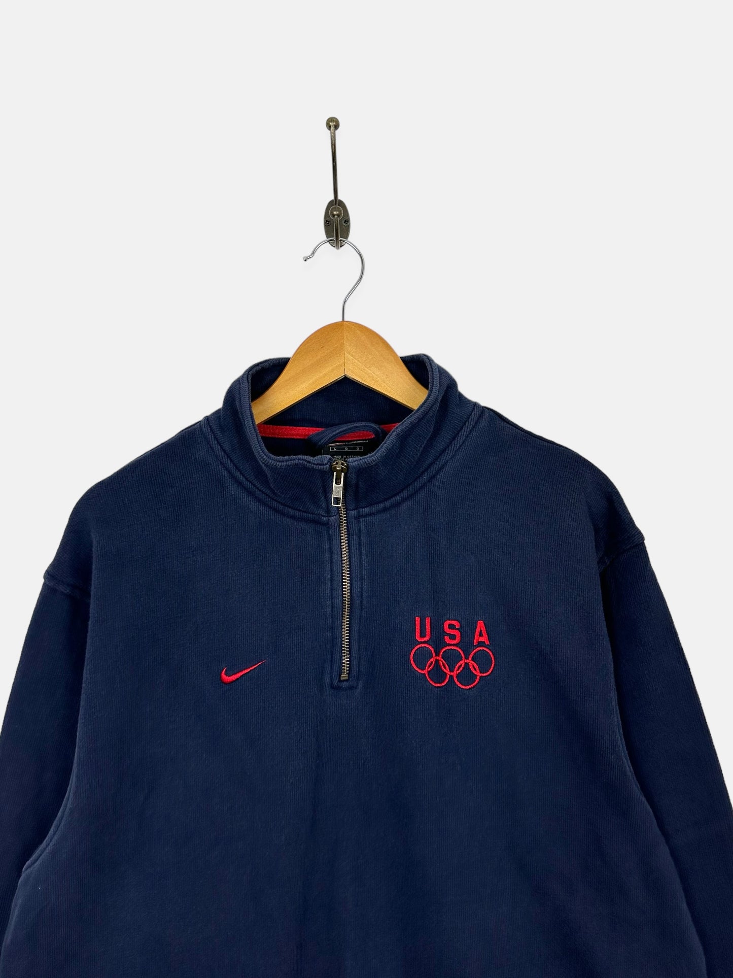 90's Nike USA Olympics Embroidered Vintage Quarterzip Sweatshirt Size L