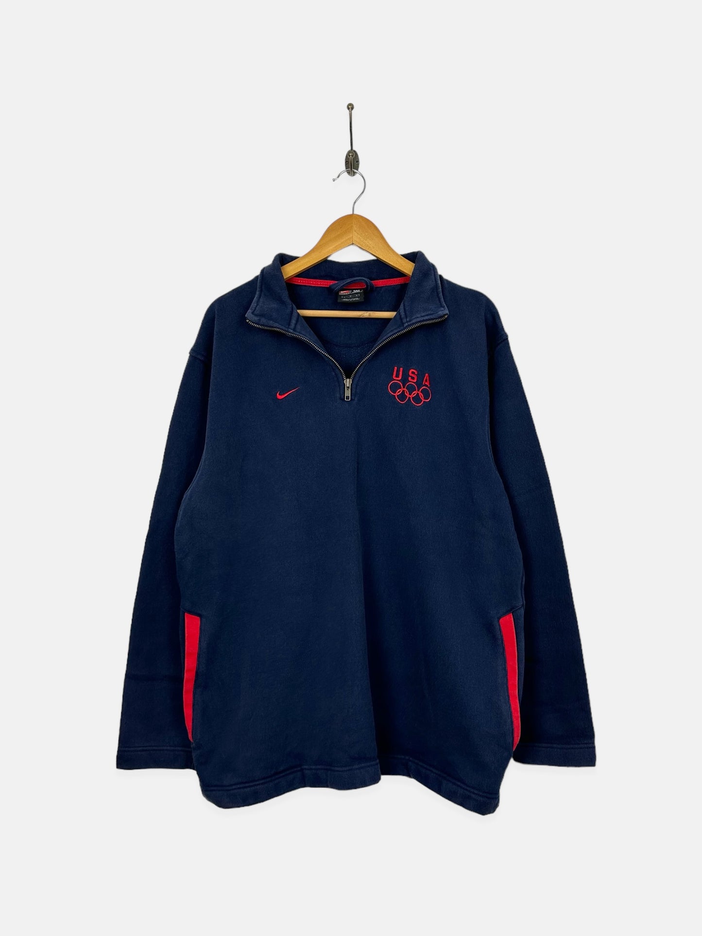 90's Nike USA Olympics Embroidered Vintage Quarterzip Sweatshirt Size L