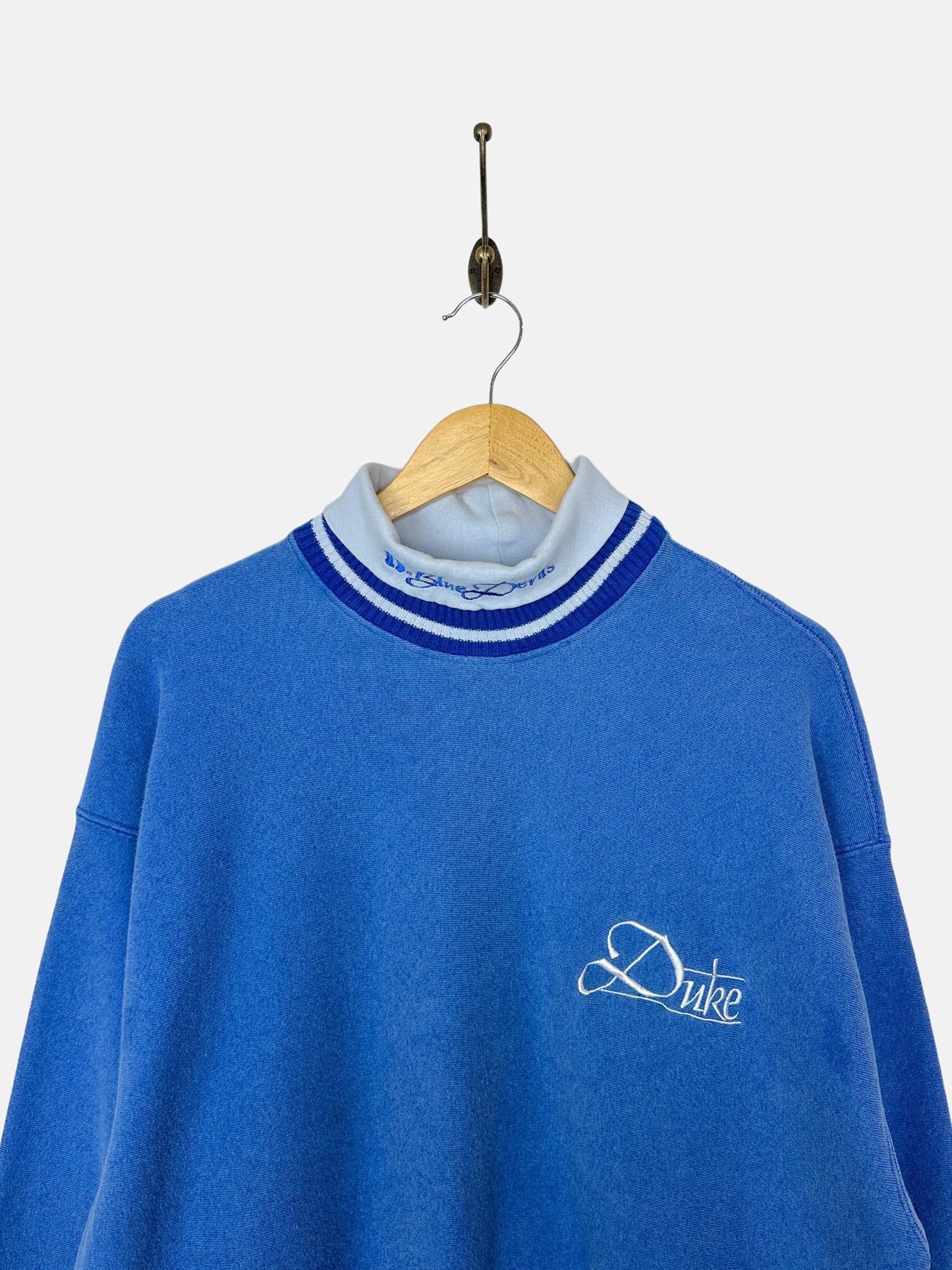 90's Duke Blue Devils USA Made Embroidered Vintage Mock-Neck Sweatshirt Size M