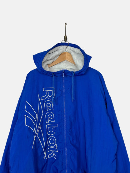 90's Reebok Embroidered Vintage Lined Jacket with Hood Size L