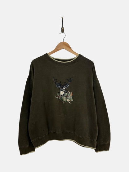 90's Deer Embroidered Vintage Sweatshirt Size M