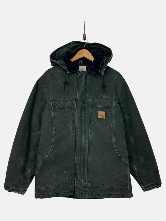 90's Carhartt Heavy Duty Vintage Corduroy Collar Jacket with Hood Size L